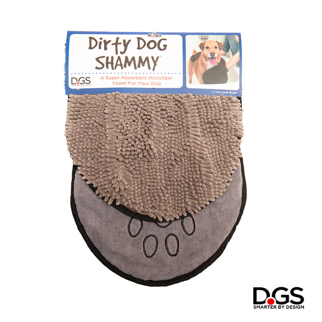 The Dirty Dog Shammy by Dog Gone Smart. Super Absorbent Microfiber Towel. Quickly Dry your Dog! Grey Dirty Dog Shammy.