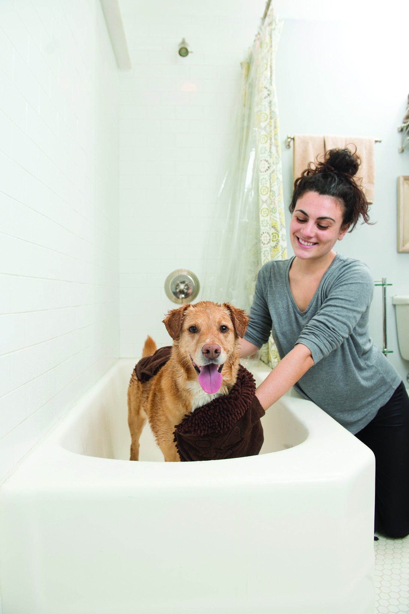 The Dirty Dog Shammy Towel by Dog Gone Smart. Keep control of your dog while you dry him.